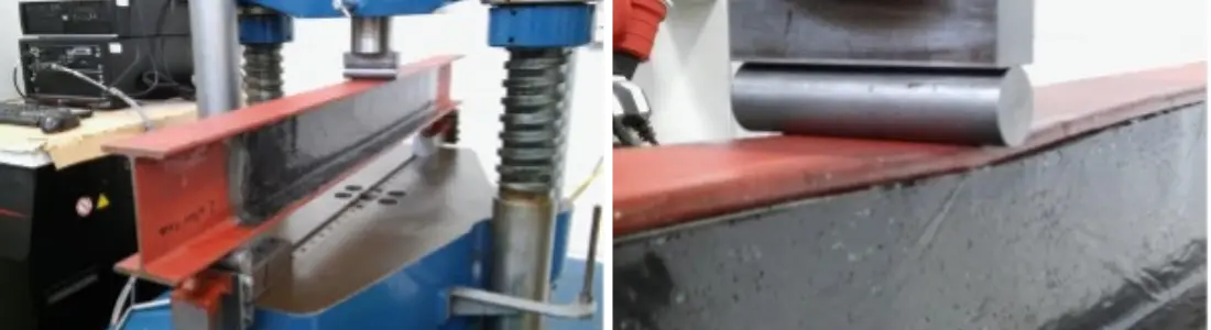 Figure 4 – I-beam with defect on web, right picture before, left picture at failure